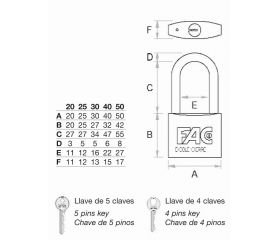 Candado FAC de arco largo. Opción con la misma clave.